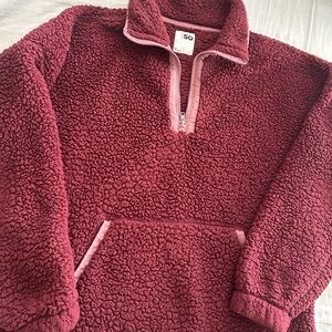 SO Maroon Sherpa Quarter-Zip Sweater